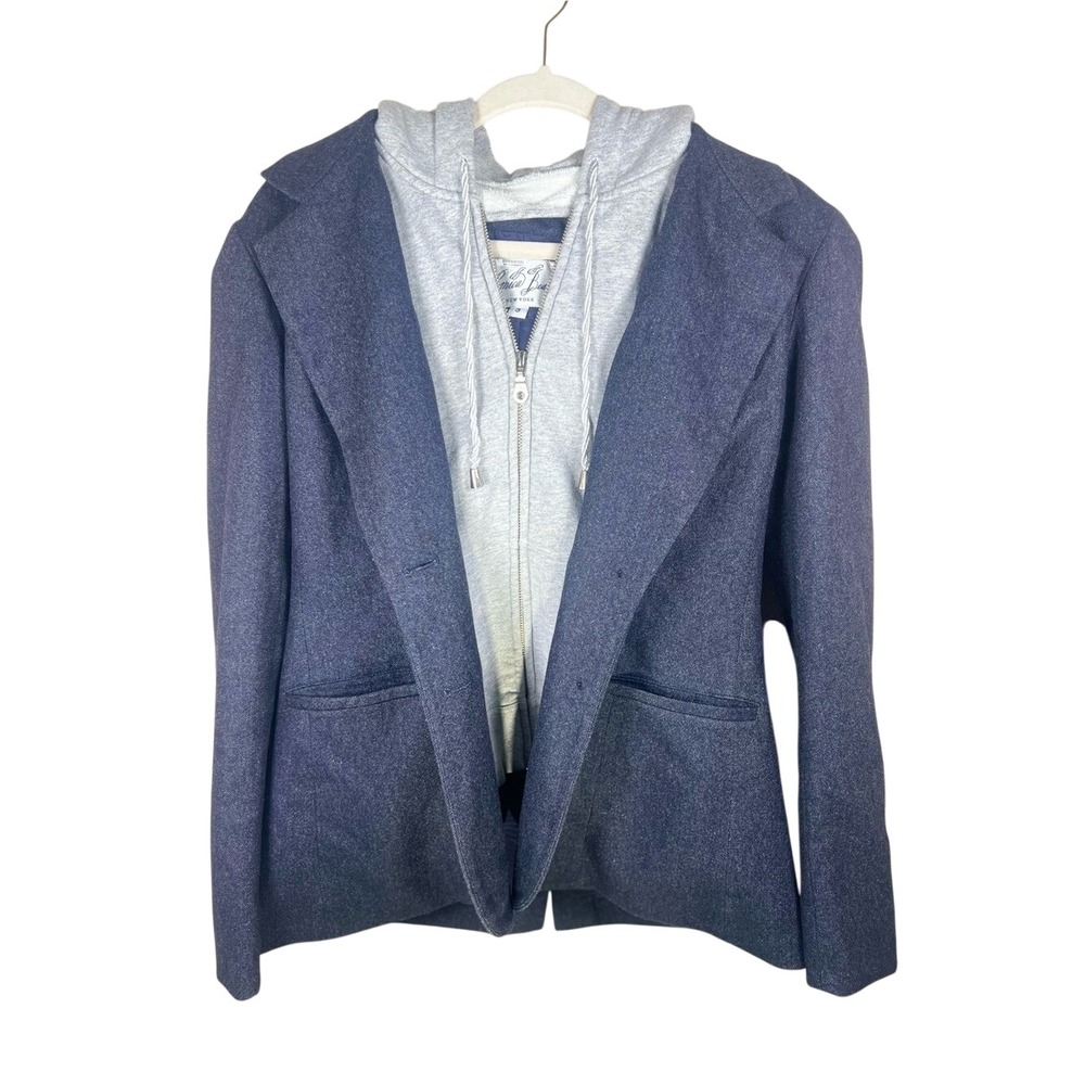 Veronica Beard Dickey Blazer Navy Jacket Gray Hoodie Insert Combo Size 3 Large